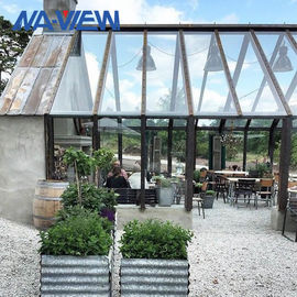 China Prefabricated Large Garden Greenhouse Curved Gazebo Single Slope roof factory
