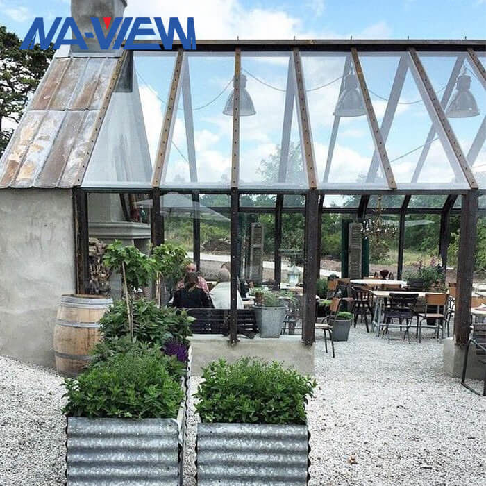 Prefabricated Large Garden Greenhouse Curved Gazebo Single Slope roof supplier